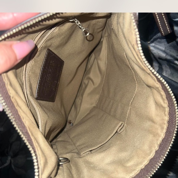 Coach Tan and Brown Signature Shoulder Bag